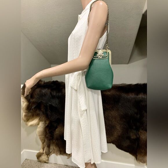 Handsewn Genuine Pebble Leather Push Lock Purse/Clip Pouch/Phone Case/Crossbody - Picture 5 of 14